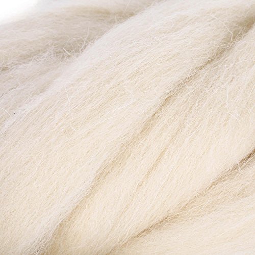 SOLEDI Filzwolle Märchenwolle Naturmaterial geeignet für Nassfilzen und Trockenfilzen 100g Milchweiß - 5