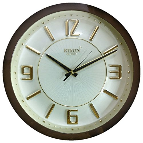 Buy Rikon Quartz Wooden Finish Plastic Round Shape Golden Embossed