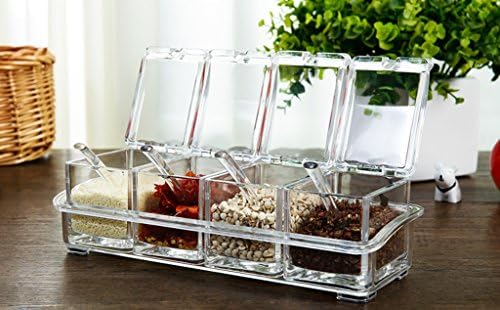 DFHHG® Food Grade Acrylic Plexiglass Seasoning Box Kitchen Spice Jar Set Creative European Style Condiment Bottles Storage