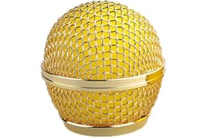 WOKYO 4 testine di ricambio per microfono, in rete di acciaio, con cuscinetto interno in schiuma, adatte per Shure SM58 (oro, 1 pezzo)