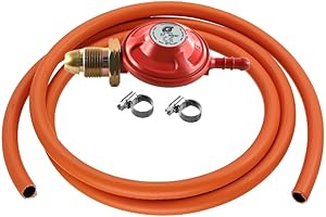 JD Brands Propane Gas Regulator 37mbar Standard Screw-On POL with 2m Hose & 2 Clips – 1.5kg/h Flow – Fits Calor & Flogas Bottles for BBQs, Camping & Outdoor Heaters