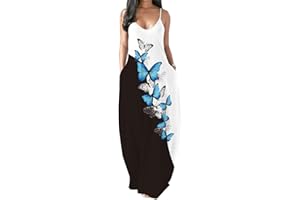 PADOLA Robe Ete Femme Longue Boheme Style Robe de Plage Chic Robe d'été élégante Casual sans Manche