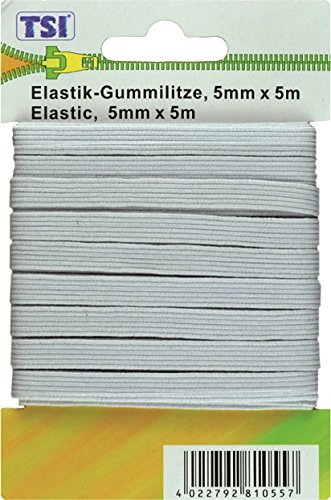 TSI 81055 Gummilitze, Elastan, weiß, 500 x 0.5 x 0.1 cm