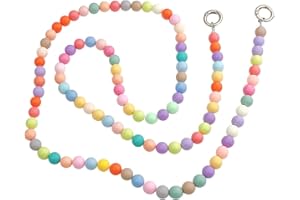 URFEDA Perlen Handykette Bunte Perlen Handy Lanyard Handy Hülle Anhänger Telefon Kette Handgelenkschlaufe Schlüsselbund Anti Verlorene Handy Schmuck Hängen Chian für Damen Und Mädchen Typ B