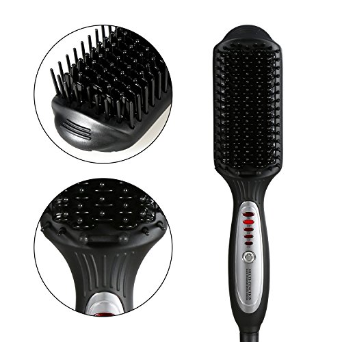 Euph Haarglätter 3-in-1 Haarglätter-Bürste Anion Instant-Magie gerade Haar Styling Haarbürste Hair Brush Anti Static Keramik Heizung Airstyler Comb-Farbe Auswahl (Schwarz) - 5