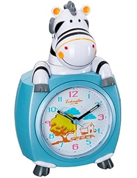 Eichmüller Kinderwecker Zebra blau Analogwecker mit Alarm Snooze und Licht