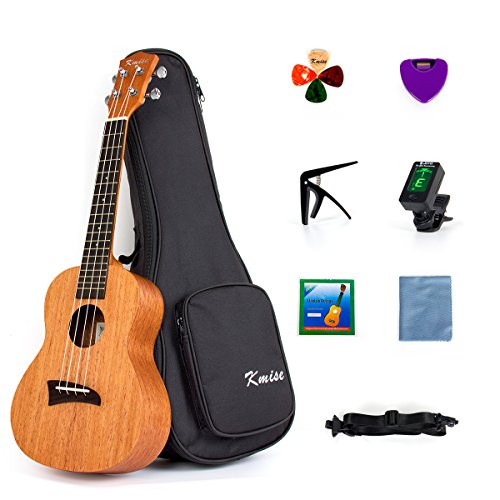 Kmise - Kit de iniciación para ukelele de concierto, para principiantes, caoba, ukelelele, Uke, 58,4 cm, 4 cuerdas Hawaii