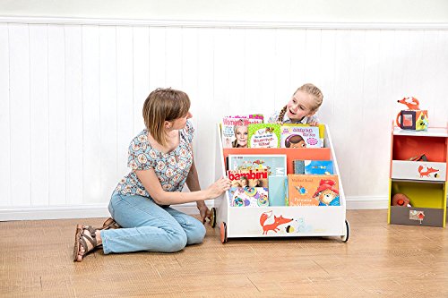 Labebe Etagère Bois, Etagère Rangement Blanche Enfant en 1 an Plus sur Le Design Renard, Bibliothèque Enfant des Roués 2-en-1 Utilisé comme Walker, Etagère Enfant/Etagère Murale Design
