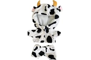 niannyyhouse Ensemble 2 pièces manteau + short en peluche pour poupée - 15 cm - Vêtements de vache - Pyjama en tricot noir et blanc (15 cm)