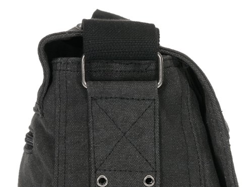 Messenger Tasche BEACHWEAR Kuriertasche Canvas Tasche /// SCHWARZ - 6