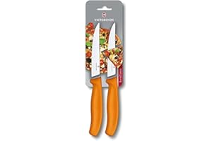 Victorinox Swiss Classic, Pizza- und Steakmesser Set, 2teilig, Extra Scharfe Klinge, Wellenschliff, 11 cm, Kunststoffgriff, Rostfreier Stahl, Orange