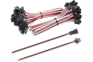 XINGYHENG BGTXINGI 100PCS 50Pair Mini Micro 3Pin Female Male Connector Plug with Red Green White Terminal Connector Wire Cable for WS2812B WS2812 WS2811 LED Light Strip Toy Battery 5.9’’ Compatible with JST SM