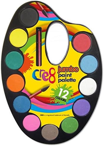 Cre8, Childrens Water Colour Paint Palette & Brush Set, 12 Colour.