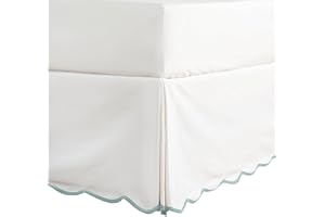 HIG Off-White Chic Double Bed Skirt - Easy Fit Scallop Edge Pleated Bedskirts, 38cm Drop Anti-Slip Dust Ruffle, Thick Fabric for Enhanced Privacy, Pre-Washed for Long-Lasting Use