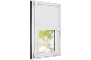 Estika rullgardin för fönster utan borrning - 115 x 120cm - vit, 25 tygfärger, Klemmfix montering, persienner för insidan, in
