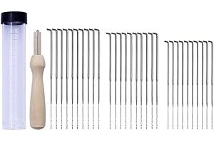 Zeayebsr 30 pezzi aghi per feltro 3 dimensioni + 1 pezzo strumento in feltro di lana con manico in legno, strumenti per iniziare con manico in legno aghi per di lana con 1 bottiglia trasparente