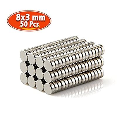 Yizhet 50x Disc Neo néodyme Terres rares Aimants forts N38 8x3 mm Modèles Craft