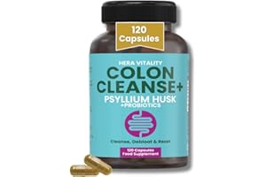HERA VITALITY Colon Cleanse with Psyllium Husk & Probiotics – Supports Regularity, Gut Health & Bloating Relief – Gentle Daily Detox Supplement – Vegan – 120 Capsules