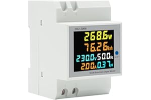 Mengtech 6 in 1 Misuratore Contatore di Corrente Digitale, AC40-300V 100A Voltmetro Amperometro, Contatore Elettrico, Guida Din, CT integraton, per misurare Tensione Corrente Potenza