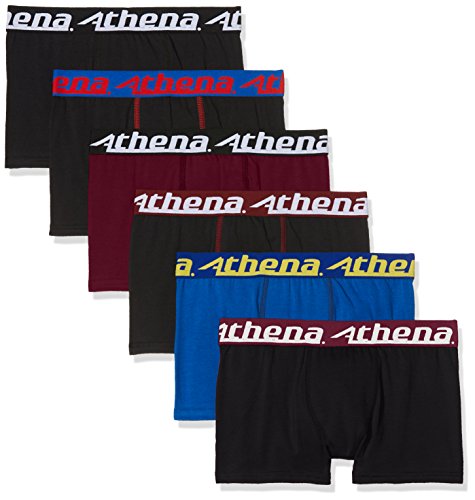 ATHENA - LOT 6 BOXERS - TRIO CHOC - Garçon - 14 ans - Boxers - 95% Coton -  Noir x4/Bleu/Bordeaux