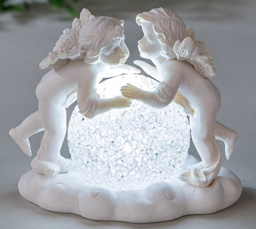formano Engel Dekoengel Grabengel Grabdeko mit einer LED Kugel, matt weiß, 12 cm