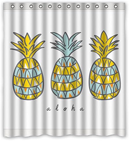 JIUDUIDDODO Coustom Furit Print Pineapple Durable Antibacterial Waterproof Polyester Fabric Soft Shower Curtain Size 66"x72" - Multi -