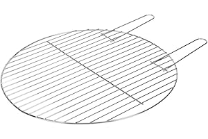 OrionMart Stainless Steel Bbq Grilling Rack Round with Foldable Handle 47cm – Cooking Grate – No more food sticking to the barbeque – For Roasting Grilling Steaming and more