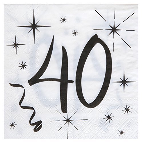 Geburtstags Servietten 40 für deinen 40. Geburtstag in weiß & schwarz - 20 Stück pro Packung - 3 lagig - 33x33cm