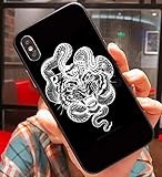 Art Design Funda para iPhone X/iPhone XS Fashion Serpiente Tigre Popular G Negro Carcasa de Moviles Caso Silicón