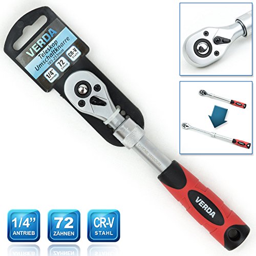Teleskop-Ratschenschlüssel-Set 3-tlg 1/2″ 3/8″ 1/4″ 72 Zähne VERDA SN1731z - 2
