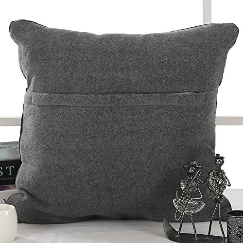 Deconovo Polar-Fleece Kissenbezüge, soft Kissenhüllen, Auto Dekokissen, Cushion Cover, 45×45 cm, Dunkelgrau - 6