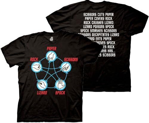 Star Trek Big Bang Theory Rock Paper Scissors Lizard Spock Adult T-Shirt Large