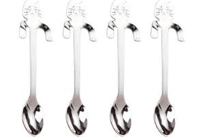 QUESUC 4 Pezzi di Acciaio Inossidabile Carino e delicato design di Gatto Cucchiaio Caffè dessert dessert Cucchiaio di Frutta Manico Creativo Gattino Può Appendere Cucchiaio Mescolatore Multiuso