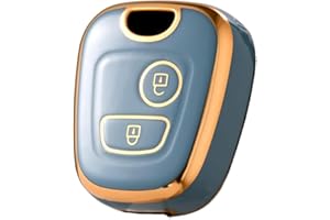 CHAEXII 2 Buttons TPU Key Cover Compatible with Peugeot 107 206 SW CC 406 307,Soft Key Fob Protector Fits for Citroen Berlingo C1 C2 C3 Key Case Shell(Blue)