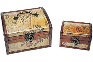 CHRISTIAN GAR Juego de 2 Cajas Decorativas de Madera (14,8 x 9,8 x 11,7 cm) - Baúles Decorativos MH-0092