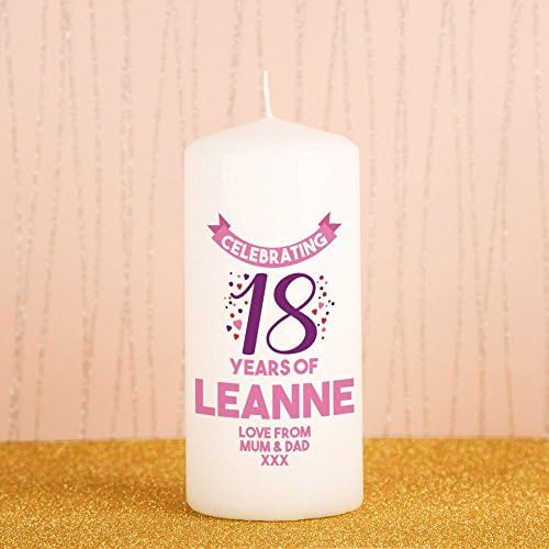 Customised Happy 18th Birthday Pillar Candle, Unique Milestone Gift