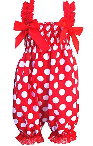 CHIC*MALL Newborn Infant Baby Girl Petti Ruffle Rompers Dress One-Piece Tutu Lace Clothes (White spots)