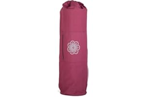 Bodhi Surya Bag Cotton Yoga Bag Large for Virgin Wool Mats and Yoga Mats 100% Cotton XL Format Sports Bag with Mandala Design Aubergine