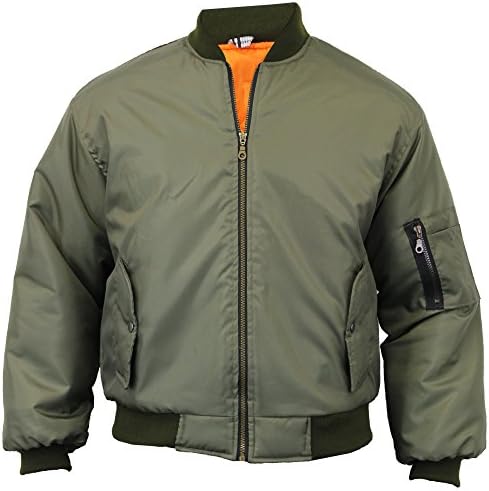 True Wings Mens MA1 Military Army Pilot Security Doorman Bomber Mens Workwear Jacket Biker Green Size
