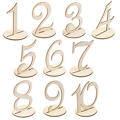 MDF-Holz 10cm Tischnummern 1-10 Basis-Set Hochzeit Geburtstagsparty Französisch - 7