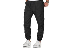 TOMEEK Pantaloni Cargo Chino da Uomo Pantaloni Casual in Cotone con Coulisse Pantaloni per Il Tempo Libero Pantaloni da Esterno con Tasca