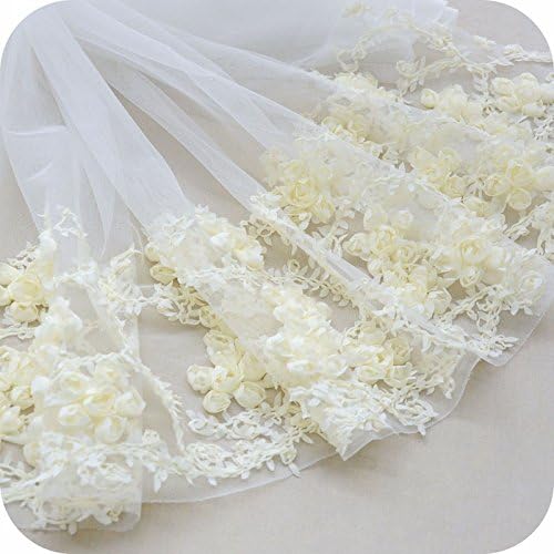 25” WidthnRose Clusters Floral Embroidery Lace Fabric by The Yard (Yellow)