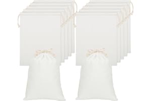 woric 12 sztuk woreczków bawełnianych 15 x 20 cm, woreczek materiałowy, małe woreczki materiałowe ze ściągaczem, woreczki do malowania, "zrób to sam", na urodziny dziecka, wesele, kalendarz adwentowy