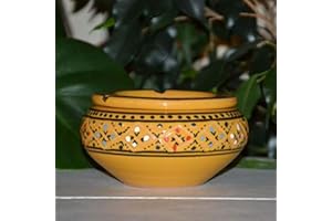 YODECO Cendrier anti fumée Marrakech jaune et noir- Moyen modèle