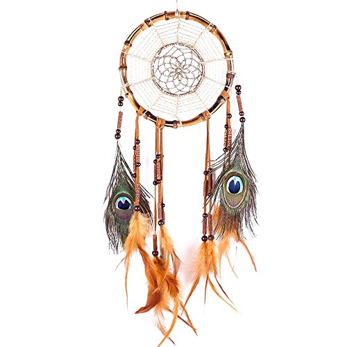 SOLEDI Dreamcatcher Traumfänger Glücksbringer exquisite Stickereien Bambuskreis Braun
