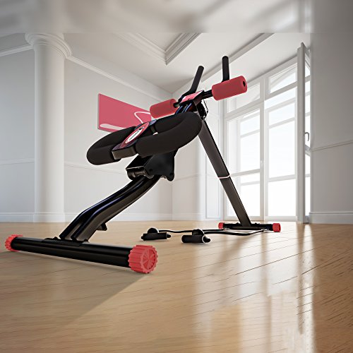 TESTSIEGER Sportstech BT300 Profi Bauchtrainer mit schwenkbarer Knieauflage für seitliche Bauchmuskeln, S-Form Schiene, 25 Einstellmöglichkeiten + Widerstandsbänder inkl. AB Shape Trainer für Sixpack - 5