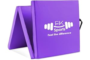 FK Sports Gymnastic Exercise Mat-6ft Tri Folding PU Leather Yoga Mat 5cm Extra Thick Foam High Density Gym Mat| Pilates, Yoga Mat for Women Men for Core Exercises.