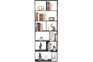 ETNIC ART Libreria Scaffale Scura Wenge Libreria Cubi Moduli Ufficio Moderna Contemporanea Bifacciale Divisorio Libreria Giorno 70X23.5X188.5 Autoportante Mensole Scaffali Libreria a Muro Libreria moderna