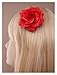 1 Pair of Large Fabric Carmen Roses Flamenco Dancer Hair Clip Slide in Crimson Red and Black