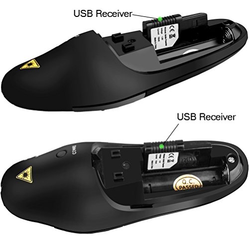 Winfi Presentation Pointer,Wireless Presenter, PPT Controlor PowerPoint Presenter Remote Control Laser Pointer Pen Training Presentation Lecture 2.4GHz Clicker Flip Pen